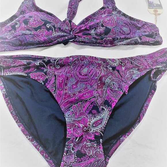 NWT Women's Converse One Star Paisley Print Purple & Pink Bikini Swim set XL - Picture 2 of 9